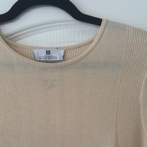 Givenchy Neutral Beige Ribbed Knit Top